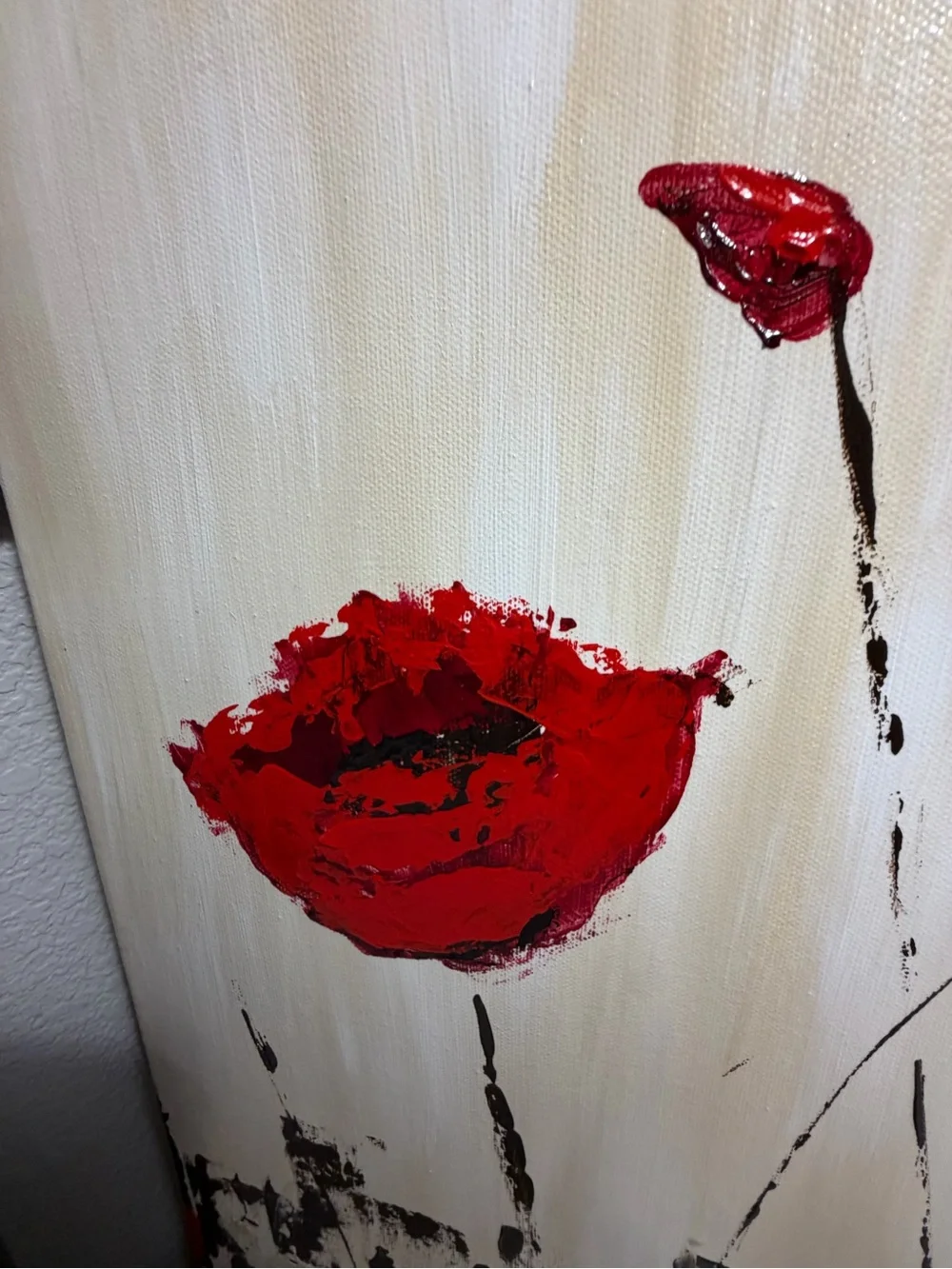 Original Artwork Acrylic on Canvas Bold red poppy Textured Painting 16x20